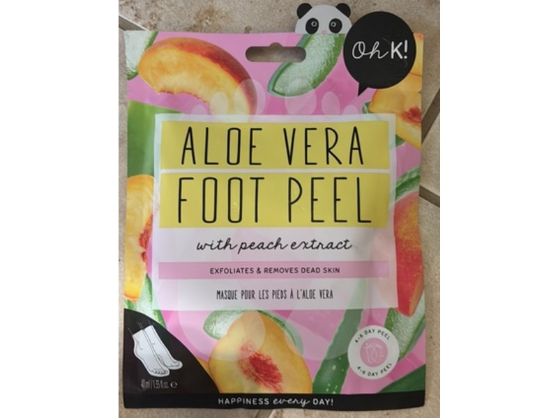 Oh K! Exfoliates Foot Peel Mask, Peach Extract, 1.35 fl oz/40 mL