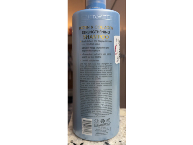 Giovanni Strengthening Shampoo, Biotin & Collagen, 24 fl oz/710 mL