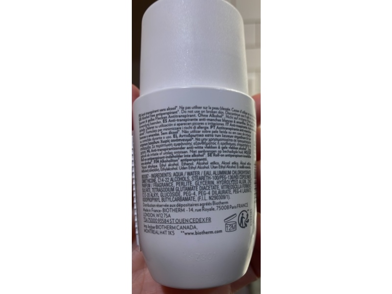 Biotherm Deo Pure Invisible Antiperspirant Roll On, 2.53 fl oz/75 mL