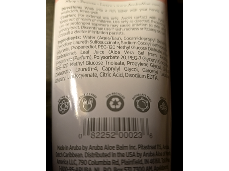 Aruba Aloe Invigorating Body Wash, Tropical Rose, 6 fl oz/177 mL