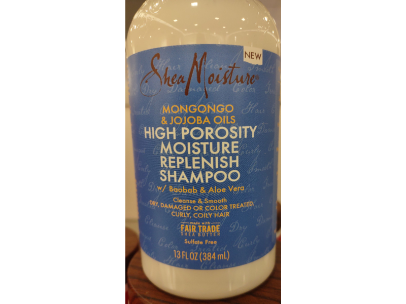 Shea Moisture High Porosity Moisture Replenish Shampoo, Mongongo & Jojoba Oils, Sulfate Free, 13 fl oz/384 mL
