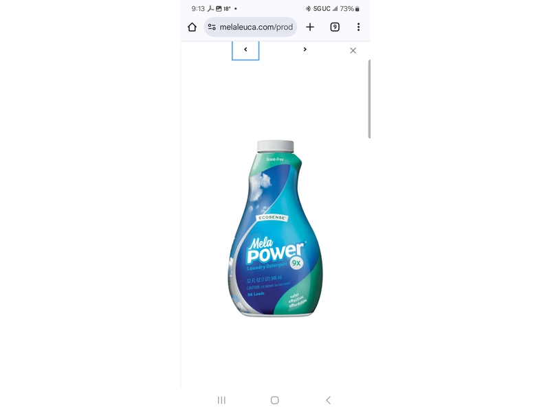 MelaPower 9X Laundry Detergent, Scent Free, 96 Loads, 32 fl oz/946 mL