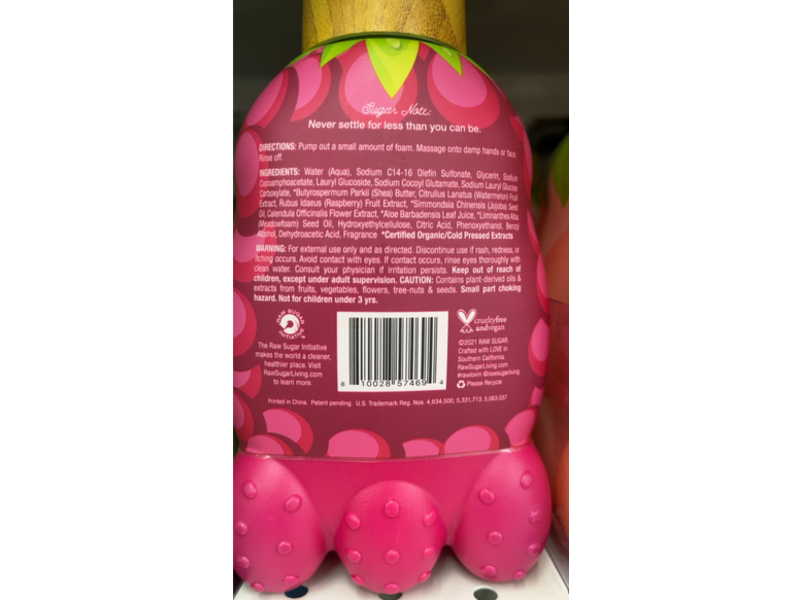 Raw Sugar Kids Foamy Hand & Face Wash, Watermelon + Raspberry, 12 fl oz/354 mL