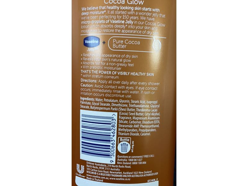 Vaseline Cocoa Glow Body Lotion, Cocoa Butter, 750 mL