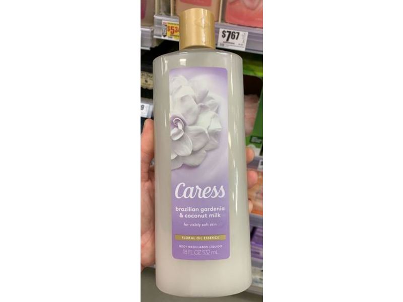 Caress Brazilian Gardenia & Coconut Milk Body Wash,Floral Oil Essence, 18 fl oz/532 mL