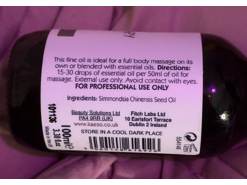 Kaeso Aromatherapy Carrier Oil, Jojoba, 3.38 fl oz/100 mL