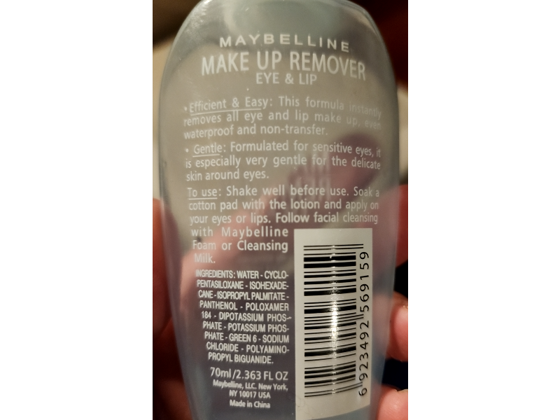 Maybelline New York Eye & Lip Make Up Remover, 2.363 fl oz/70 mL