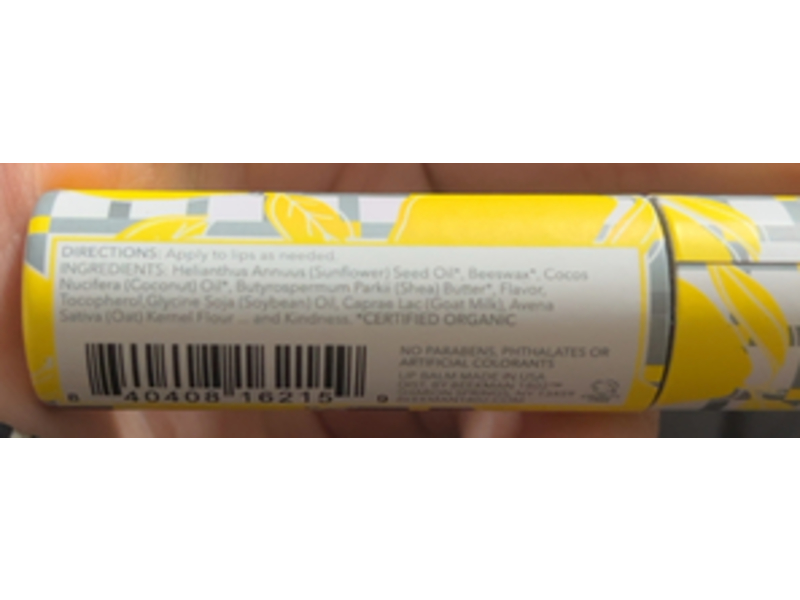 Beekman 1802 Goat Milk Lip Balm, Sunshine Lemon, 0.15 oz/4.2 g