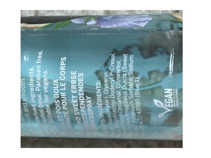 Yardley Moisurizing Body Mist, Blue Berry & Sweet Pea,6.8 fl oz/200 mL