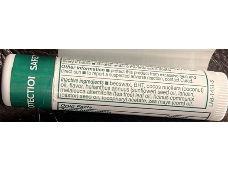 Curad Sunscreen Lip Balm, Mint, SPF 15