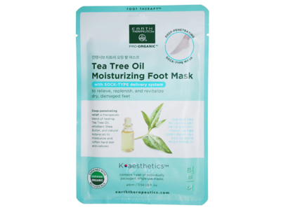 Earth Therapeutics Moisturizing Foot Mask, Tea Tree Oil, 0.54 fl oz/16 mL, Pack of 2