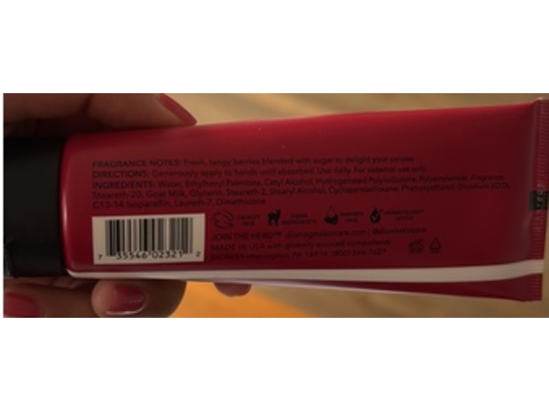 Dionis Goat Milk Skincare Hand Cream, Sugarberry, 2.5 oz/71 g