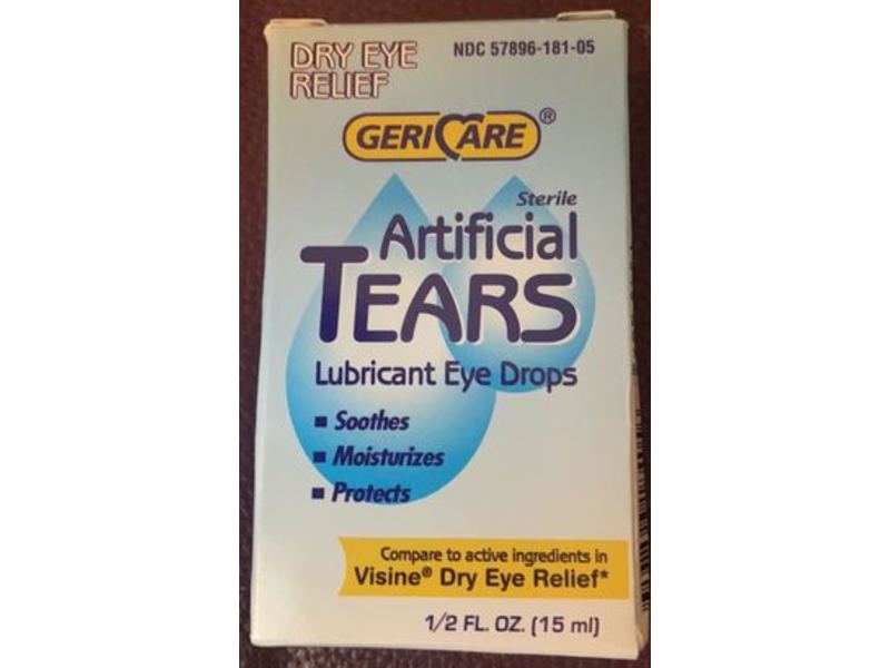 Geri Care Artificial Tears Lubricant Eye Drops, 1.2 fl oz/15 mL
