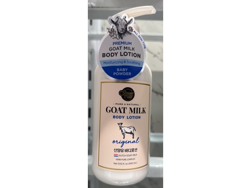 Shower Mate Pure & Natural Goat Milk Body Lotion, Original, 13.52 fl oz/400 mL