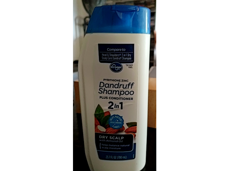 Kroger 2 In 1 Dandruff Shampoo+Conditioner, Almond Oil, 23.7 fl oz/700 mL