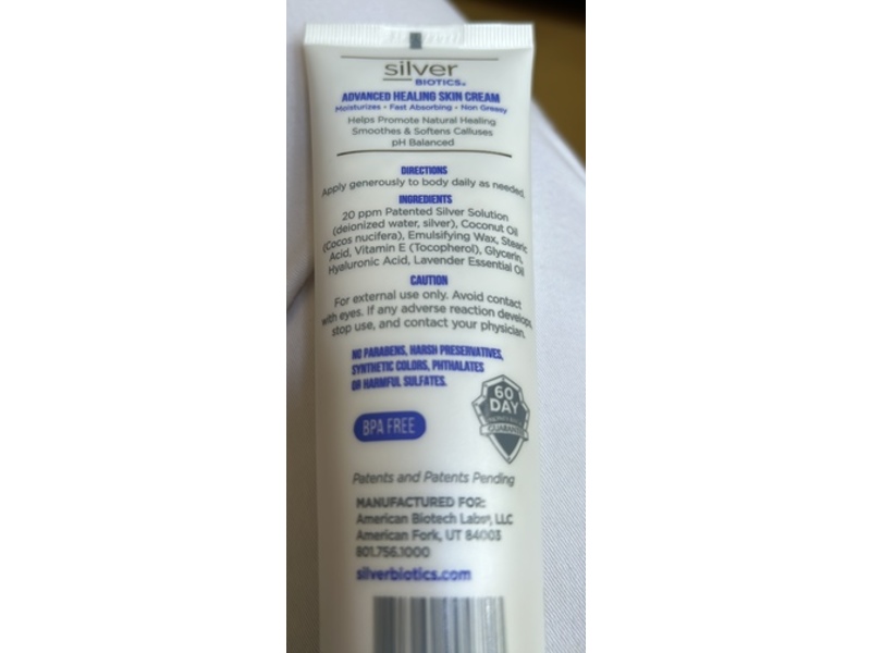 Silver Biotics Advanced Healing Lotion Cream, Natural Lavender Scent, 3.4 oz/96 g