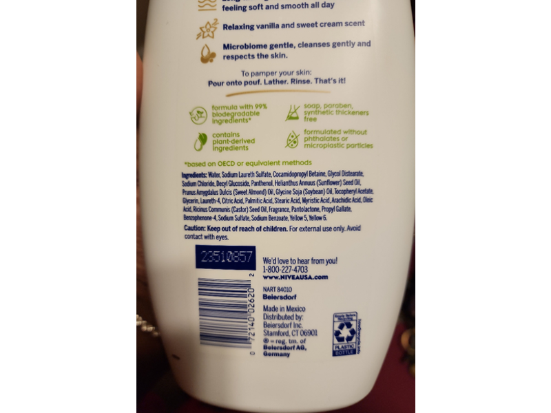 Nivea Pampering Nourishing Serum Body Wash, Vanilla & Sweet Cream, 20 fl oz/591 mL