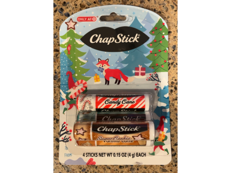 Chapstick Lip Balm, Sugar Cookie + Vanilla Latte + Holiday Cocoa & Candy Cane, 0.15 oz/4 g, 4 Count