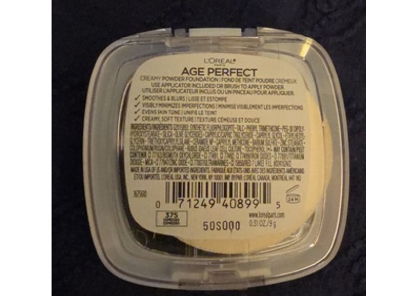 L'Oreal Paris Age Perfect Creamy Powder Foundation, 375 Expresso, 0.31 oz/9 g
