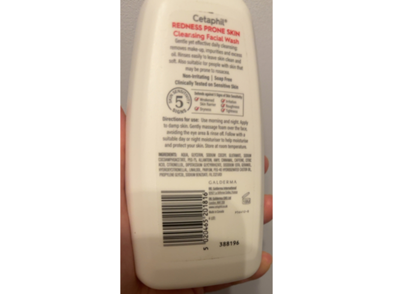 Cetaphil Pro Redness Prone Skin Cleansing Facial Wash, Glycerin & Allantoin, 236 mL