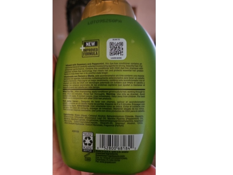 Ogx Clarifying Strength+ Conditioner, Rosemary Mint, 13 fl oz/385 mL
