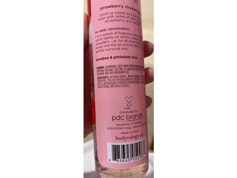 Bodycology Fragrance Mist, Strawberry Cheesecake, 8 fl oz/237mL