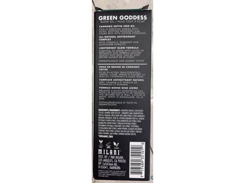 Milani Green Goddess Glow Oil, Cannabis Sativa Seed Oil, 1 fl oz/30 mL