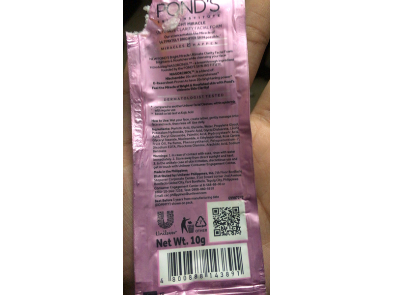 Ponds Bright Miracle Ultimate Clarity Facial Foam, 10 g