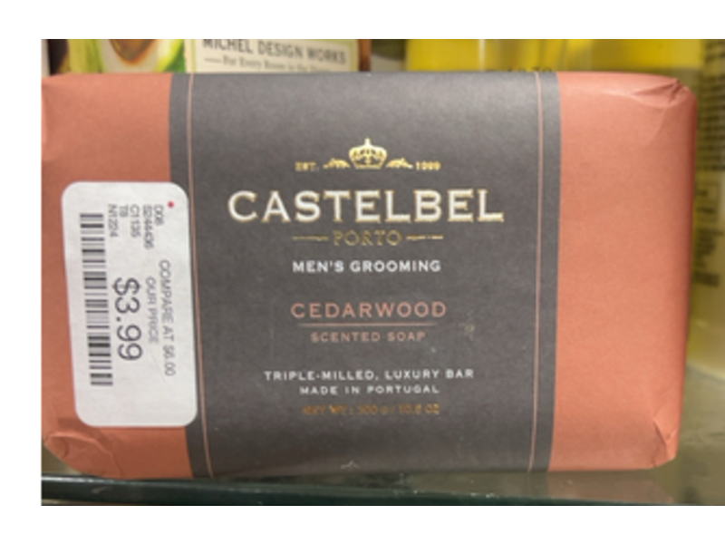 Castelbel Men's Grooming Triple Milled Soap, Cedarwood, 10.5 oz/300 g