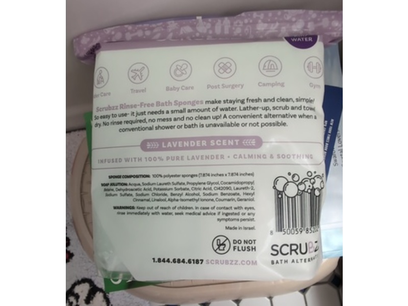 Scrubzz Soap & Shampoo Infused Bath Sponges, Lavender Scent, 25 Count, Pack Of 2