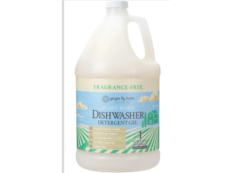 Ginger Lily Farms Botanicals Dishwasher Detergent Gel, Fragrance-Free, 128 fl oz/3.78 L