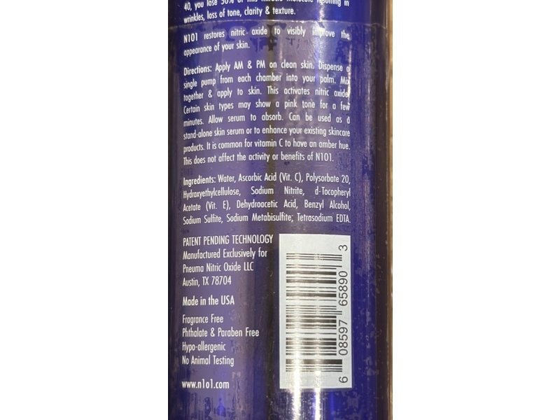 N1O1 Nitric Oxide Activating Serum, Antioxidants, 1 fl oz/30 mL