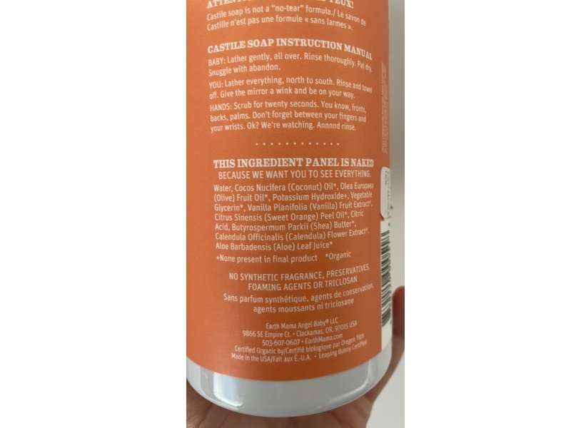 Earth Mama Baby Wash, Sweet Orange, 34 fl oz/1 L