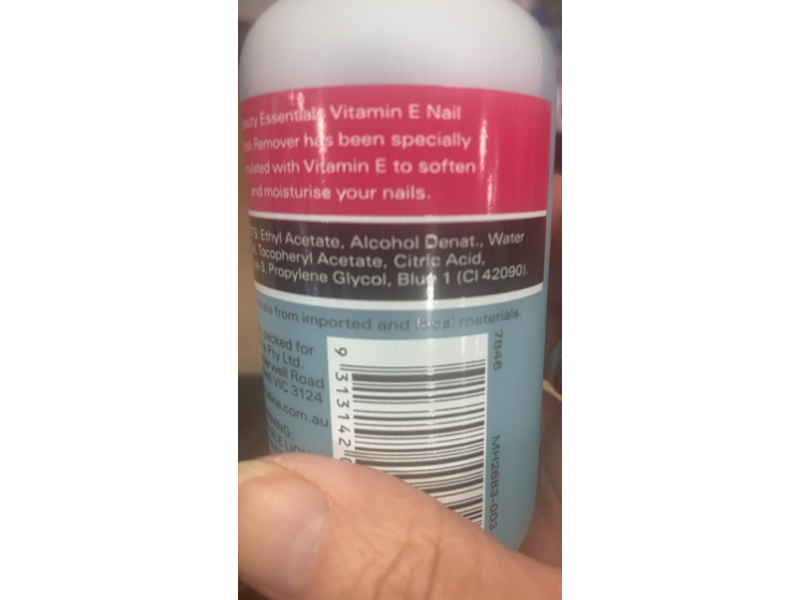 Beauty Essentials Nail Polish Remover, Vitamin E, 125 mL