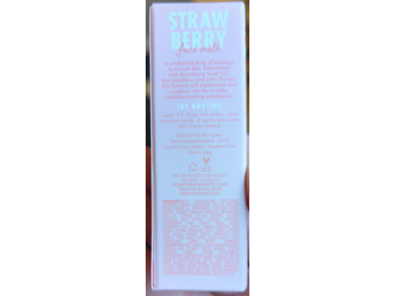 Fourth Ray Beauty Face Milk Moisture Booster, Strawberry, 0.4 fl oz/12 mL