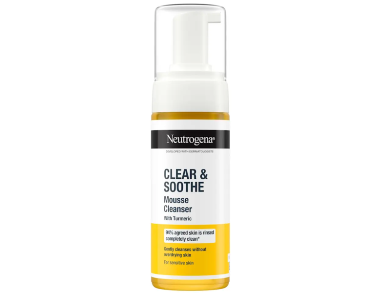 Neutrogena Clear & Soothe Mousse Cleanser, Turmeric, 150 mL