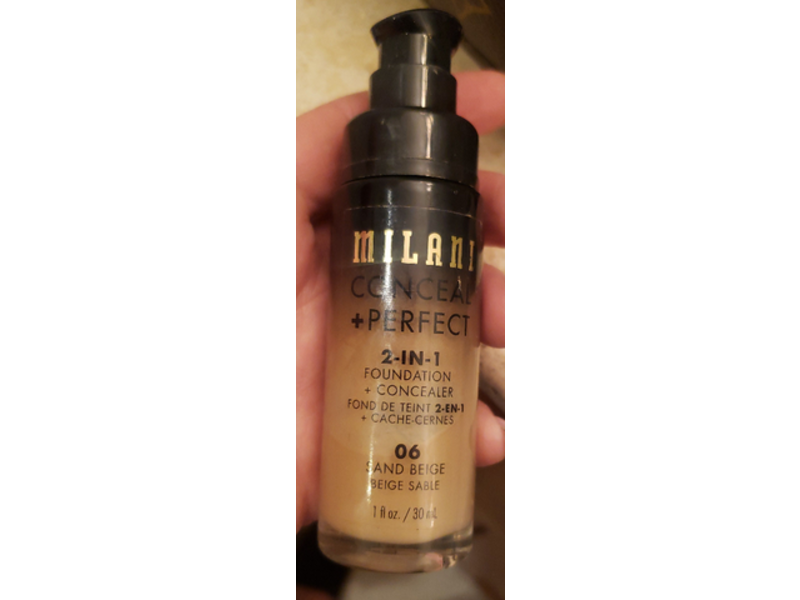 Milani Conceal + Perfect 2-in-1 Foundation + Concealer, 06 Sand Beige, 1 fl oz/30 ml