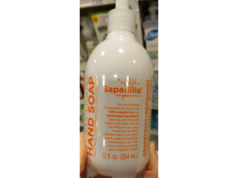Sapadilla Liquid Hand Soap, Grapefruit + Bergamot Biodegradable, 12 fl oz/354 mL