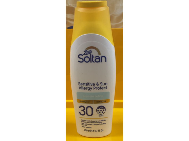 Boots Soltan Sensitive & Sun Allergy Protect Location, SPF 30, 6.7 fl oz/200 mL