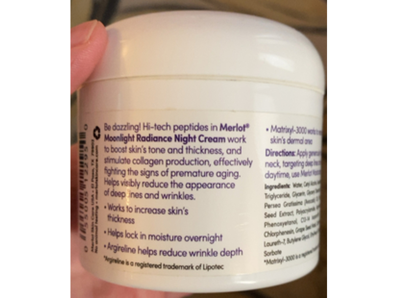 Merlot Moonlight Radiance Night Cream, Powerful Peptides, 4 fl oz/118 mL