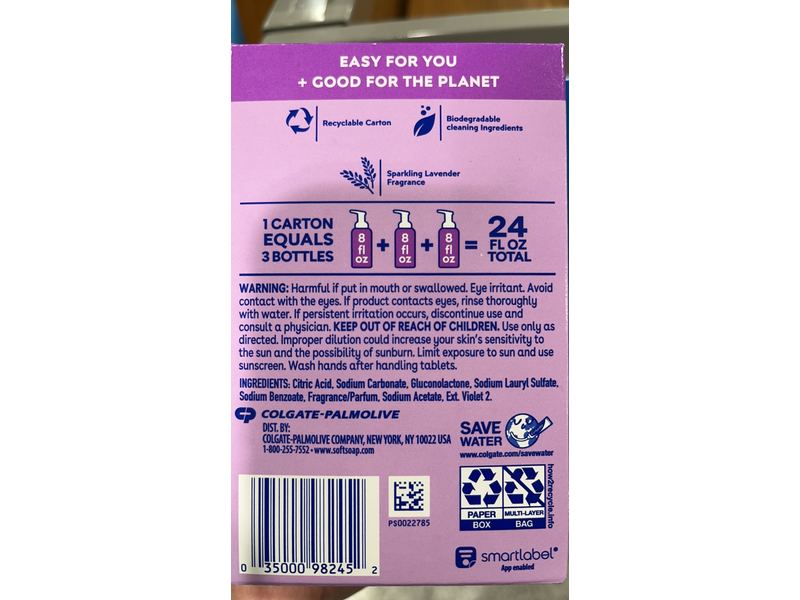 Softsoap Foaming Hand Soap Tablets Refill, Sparkling Lavender, 3 Count