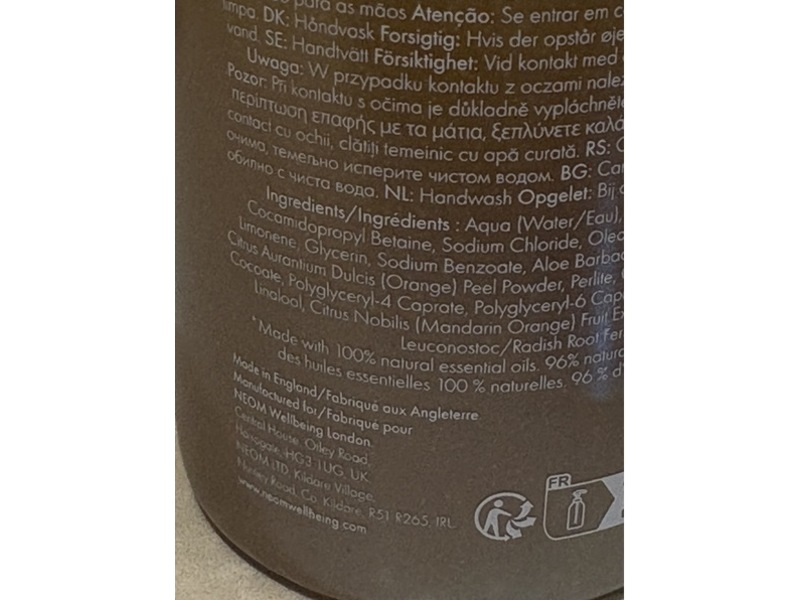 Neom Wellbeing Great Day Hand Wash, 10.14 fl oz/300 mL