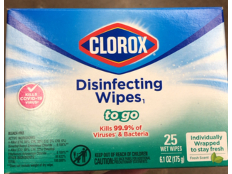 Clorox Disinfecting Wipes To Go, 6.1 oz/175 g, Pack Of 100