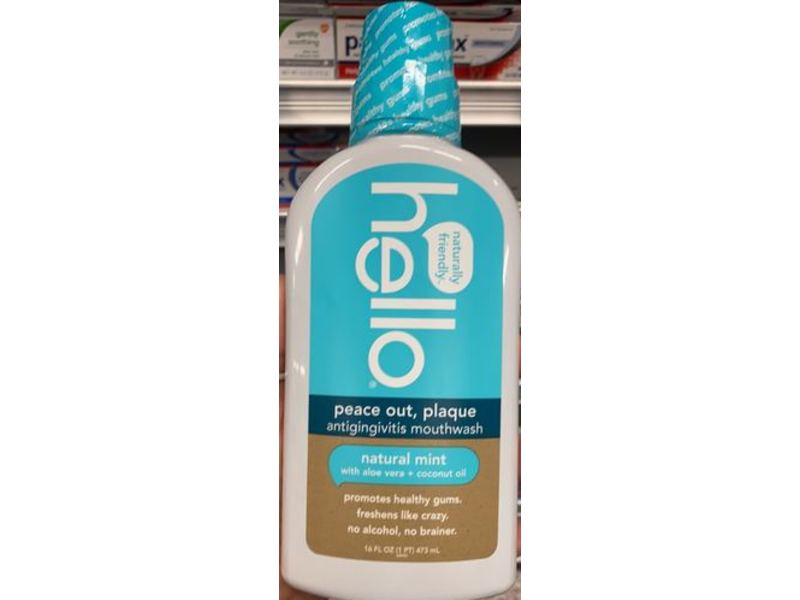 Hello Peace Out Antigingivitis Mouth Wash, Natural Mint, 16 Fl oz/473 mL, Pack of 3