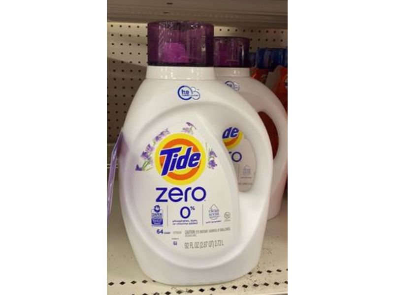 Tide Zero Soft Liquid Laundry Detergent, Lavender, 92 fl oz/2.72 L