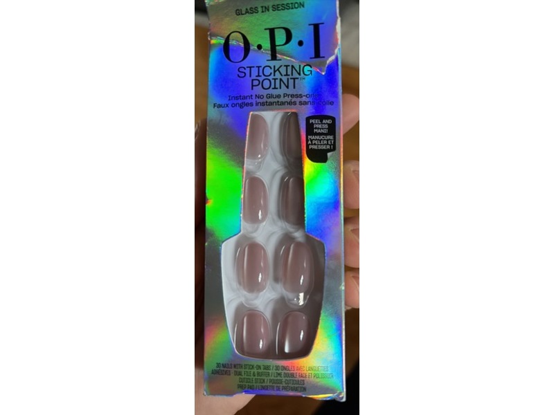 O.P.I Sticking Point Instant No Glue Press-Ons, Glass In Session, 30 Count