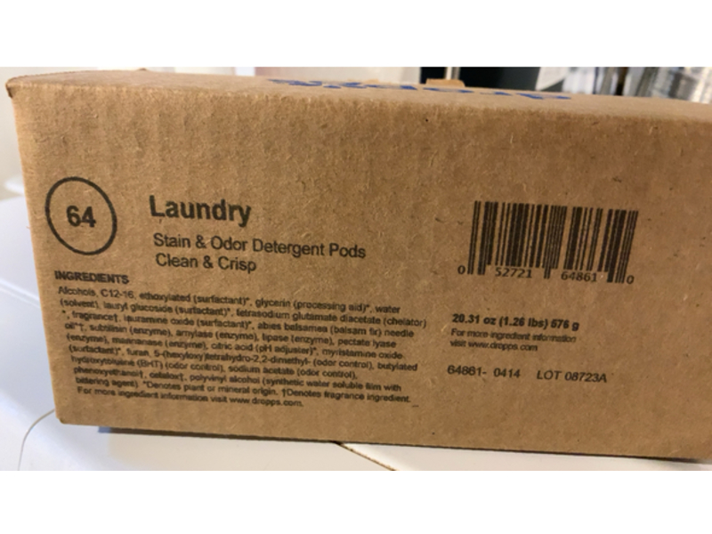 Dropps Stain & Odor Laundry Detergent Pods, Clean & Crisp, 20.31 oz/576 g, 64 Count