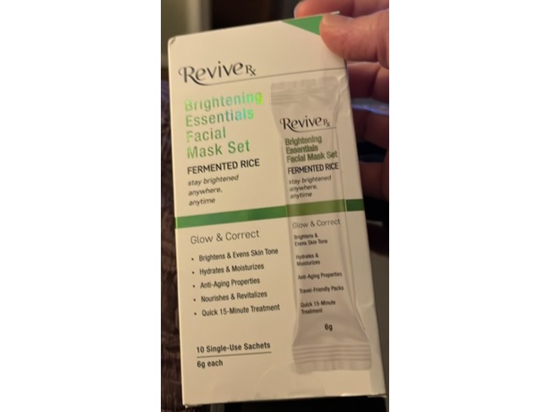 Revive Rx Brightening Essentials Facial Mask Set, Fermented Rice, 6 g, 10 Count