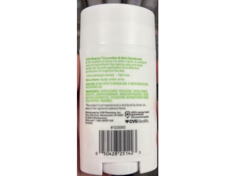 CVS Health Deodorant, Cucumber & Mint. 2.6 oz/75 g