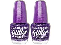 L.A. Colors Glitter Vibes Polish, Purple-Razzi, 0.44 fl oz/13 mL, Pack Of 2 - thumbnail 1